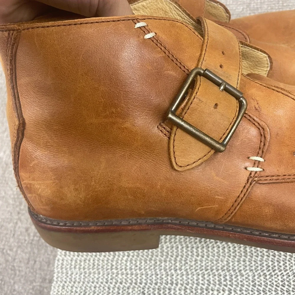 UGG Australia Graham Mens 15 Boots Brown Leather Monk Strap Casual Ankle Boots